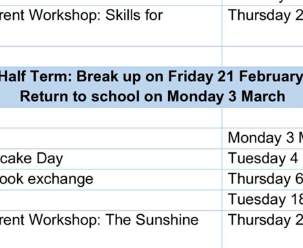 Spring term events TBS 24 25