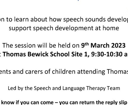 Speech development Flyer with reply slip TB